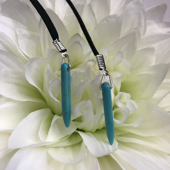 Suede & Turquoise Pendant Wrap Choker - Picture 2 of 5